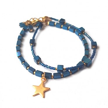 Armband Set | Hematite Star | Blauw