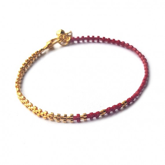 Armband | L A C E Donkerrood | Zilver of Goud